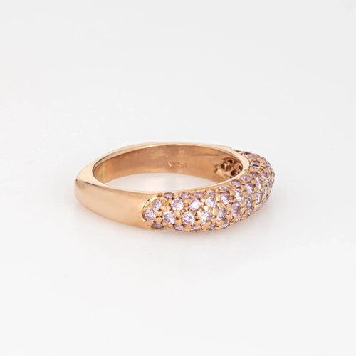 Bague 50 Bague Carrée Saphir Rose Pavé Or Rose 58 Facettes G13034