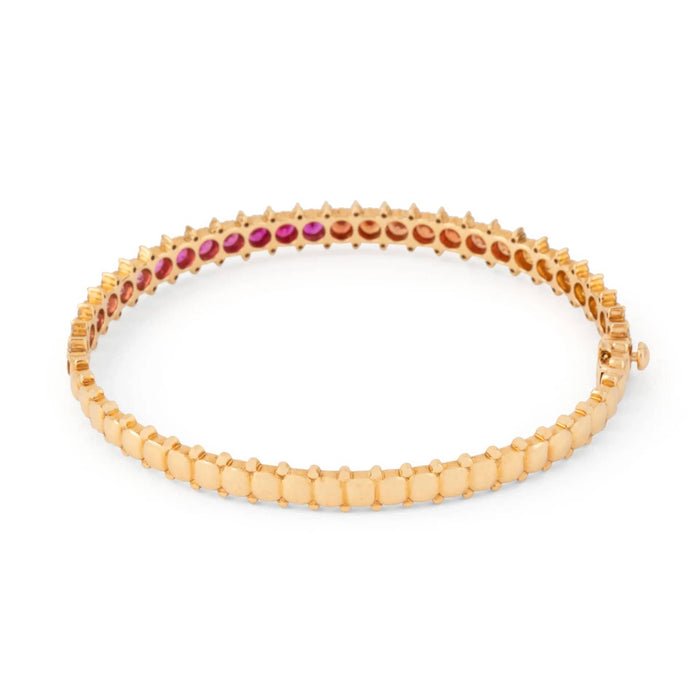 Bracelet Bracelet rigide ouvrant, or rose et saphirs multicolores 58 Facettes 1