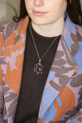 Pendentif Pendentif Ancien Améthyste Diamants Perles fines 58 Facettes