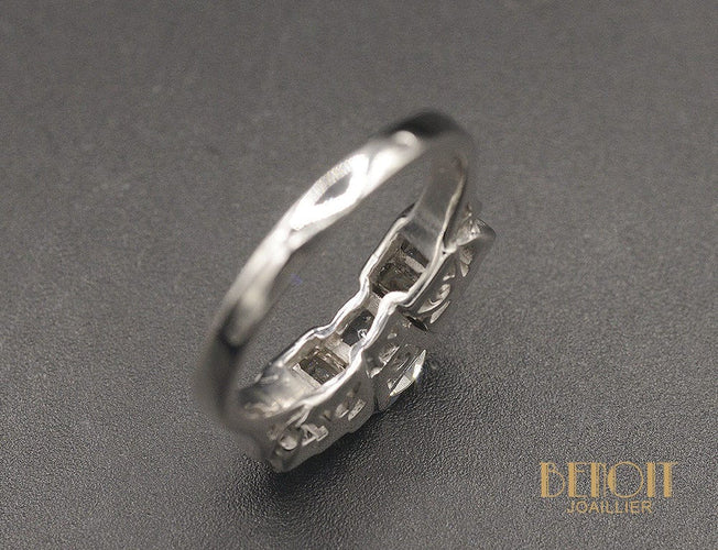 Bague 53 Jarretière Diamants Taille Ancienne et Baguettes 58 Facettes A8916