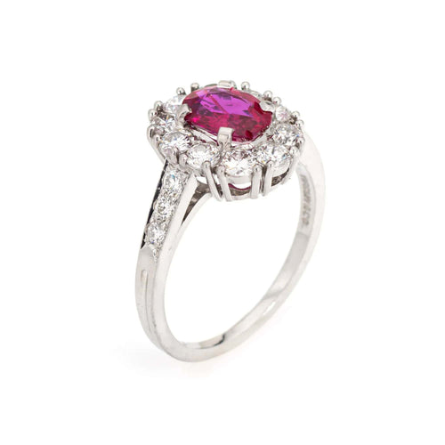 Bague Bague Tiffany & Co Burma Ruby Diamond des années 60 en platine 58 Facettes G13161