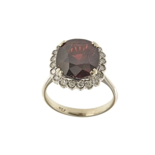 Bague 55 Bague fleur or blanc avec grenat et diamants 58 Facettes 33304