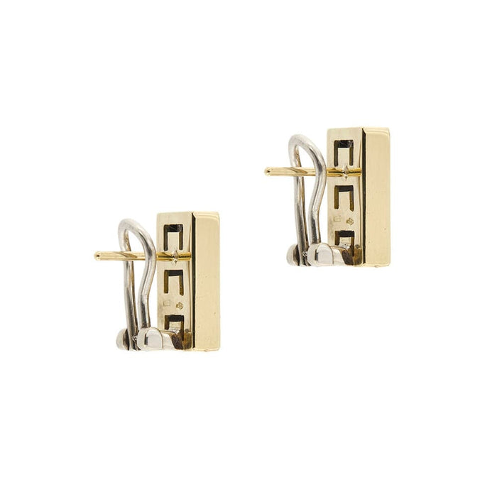 Boucles d'oreilles Boucles d'oreilles rectangulaires en or jaune et blanc avec diamants 58 Facettes 34505