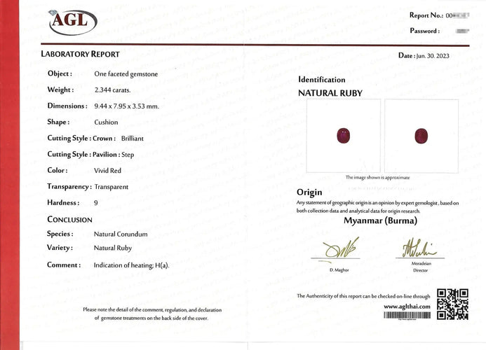 Bague Bague en or blanc avec rubis birman 2,34 ct 58 Facettes