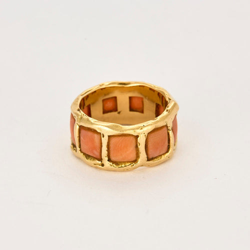 Bague 55 Bague jonc or jaune et corail 58 Facettes ALE4173