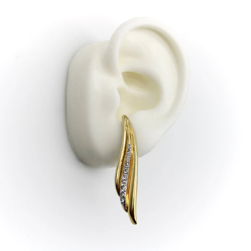 Boucles d'oreilles Boucles d'oreilles en forme d'aile en or 14 carats et diamants 58 Facettes