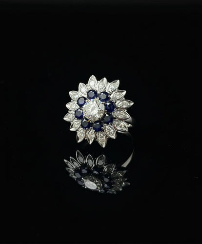 Bague Bague Fleur Étoile avec saphirs et diamants 58 Facettes