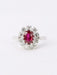 Bague 55 Bague marguerite or blanc rubis ovale diamants 58 Facettes 1023.1