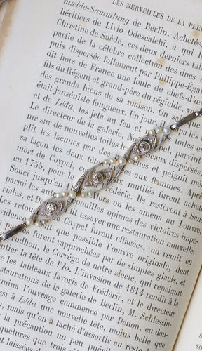 Bracelet Bracelet Art Déco perles et diamants sur or et platine 58 Facettes