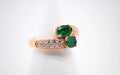 Bague Duo Ring of Emeralds and Diamonds Pink Gold 58 Facettes