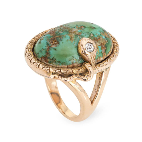 Bague 55 Bague Serpent Victorienne Or, Diamant, Turquoise 58 Facettes G13370