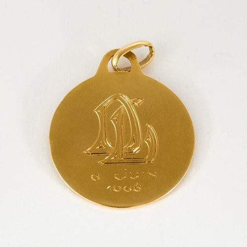 Pendentif AUGIS - Médaille religieuse or jaune, Viege Marie 58 Facettes SAI03674
