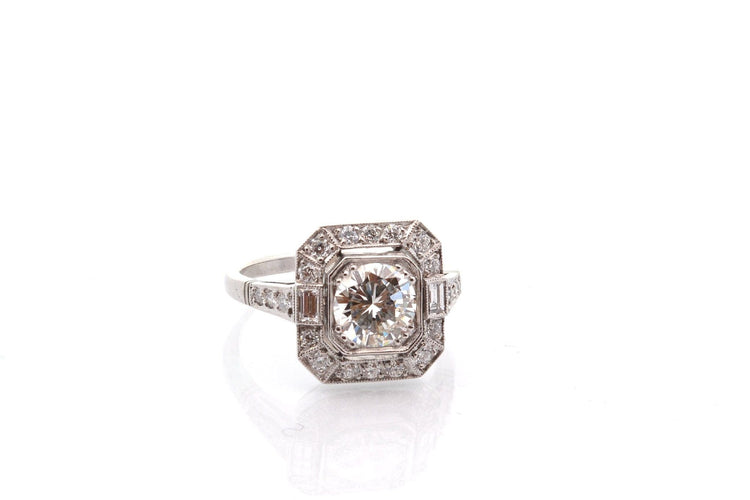 Bague 53 Bague diamant de 1,13cts I/VVS2 en platine 58 Facettes 27844-27415