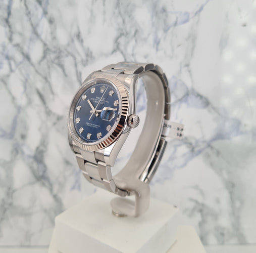 Montre ROLEX - Montre DateJust 36 Bleu Diamants 58 Facettes 126234-1-1