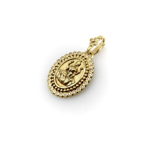 Pendentif Pendentif Orly Marcel Lakshmi en or jaune avec halo de diamants 58 Facettes A2001L