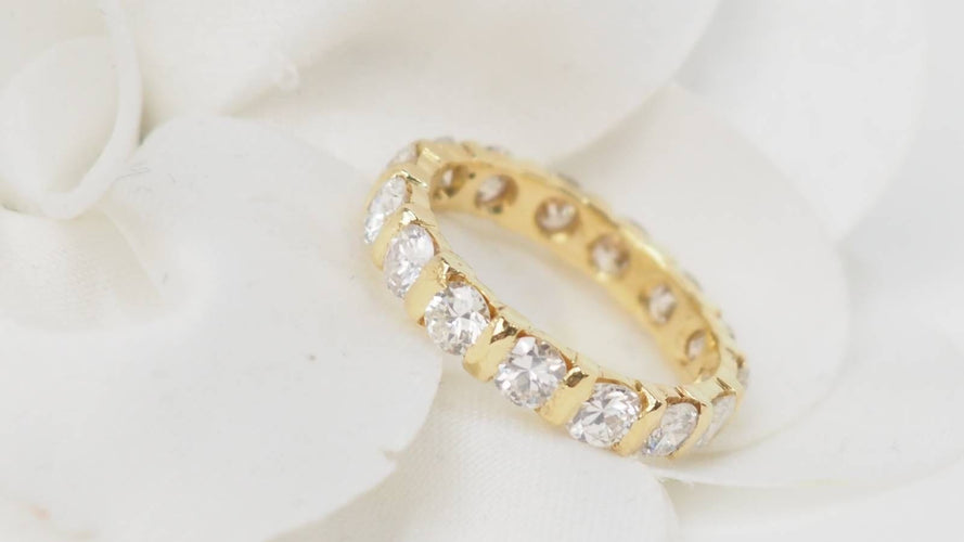 Bague 51 Alliance américaine en or jaune et diamants 2,40cts 58 Facettes 31354