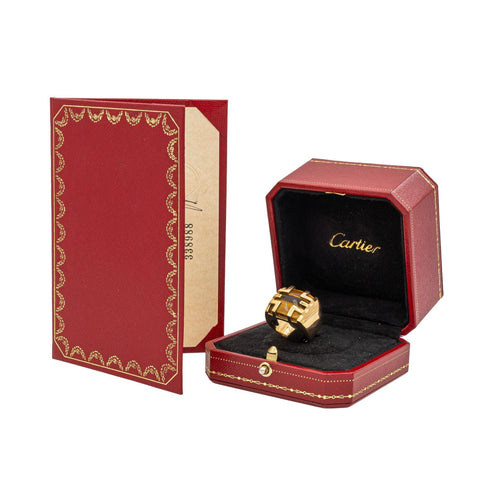 Bague 55 Cartier Bague Chevalière Yjing Or jaune oeil de tigre 58 Facettes 3121450CN