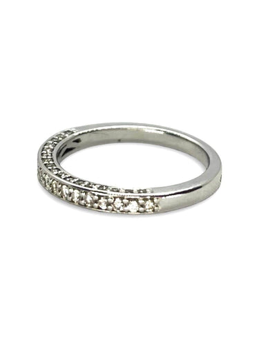 Bague 52 Demi-alliance or blanc et diamants 0,4 ct 58 Facettes 00079801