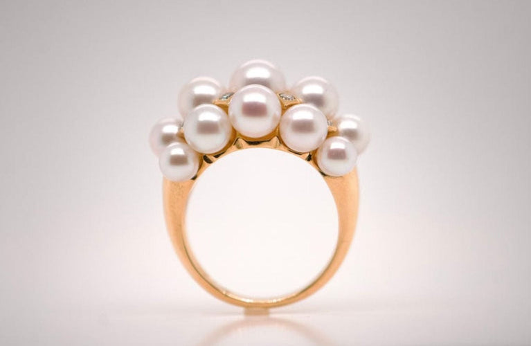 Bague 55 Bague Or Perles et Diamants 58 Facettes