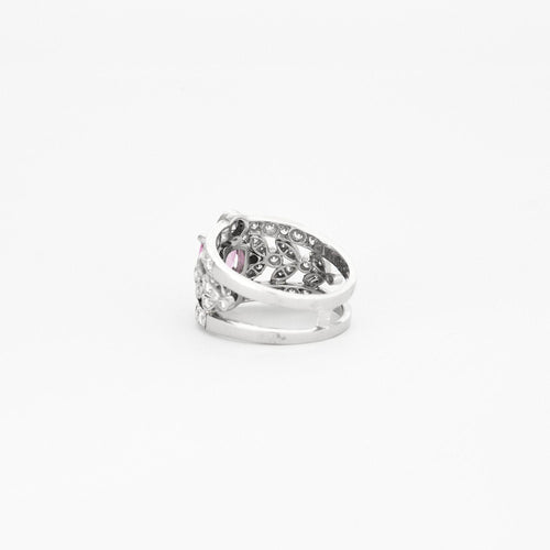 Bague 55 Bague bandeau en platine, saphir rose et diamants 58 Facettes