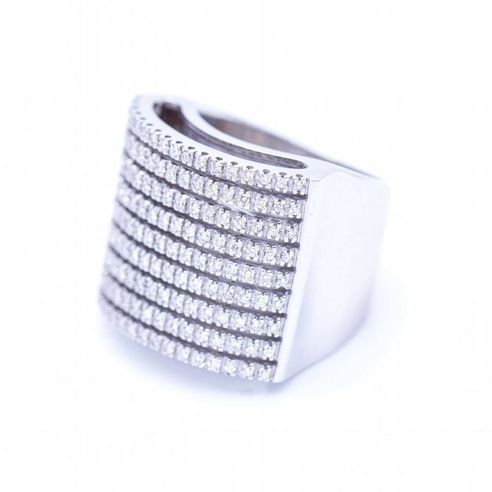 Bague 54 Bague pavée en or blanc et diamants 58 Facettes N102922EJ