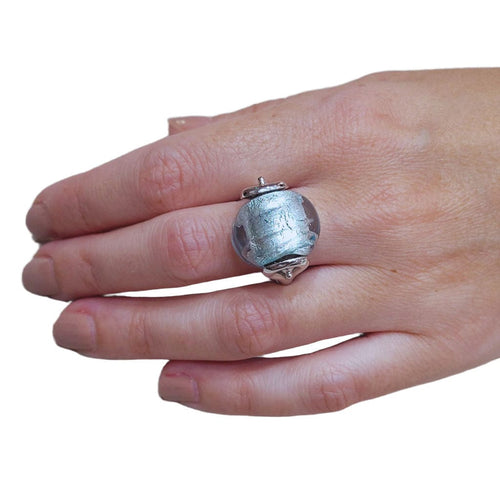 Bague 54 Bague en or blanc et Murano 58 Facettes S183