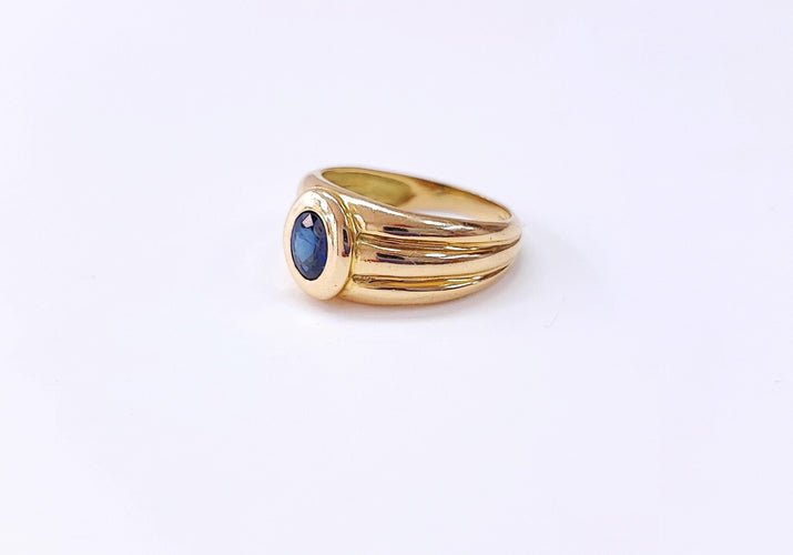 Bague 54.5 Bague jonc en or jaune et saphir 58 Facettes Bag.Jonc.Sap1597