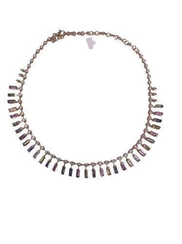 Collier Collier ras du cou en saphir arc-en-ciel et diamant 58 Facettes NECK-461