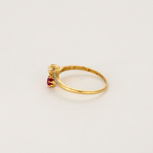 Bague 60 Bague l'intemporelle en or jaune, or blanc, rubis, diamants et perle de culture 58 Facettes LP1274/BET