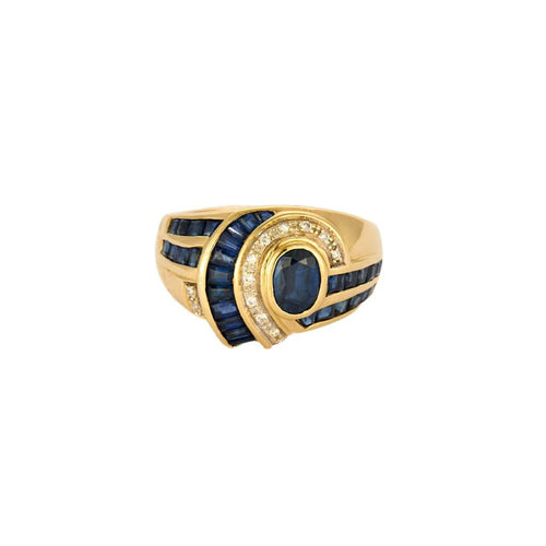 Bague 58 Bague or jaune, saphir et diamants 58 Facettes LOR3589