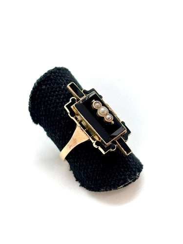 Bague 55 Bague ancienne onyx perles fines 58 Facettes M9101