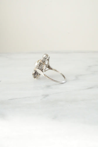 Bague 51 Bague Art déco or blanc Diamants et Perles 58 Facettes SQ8611078