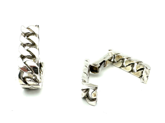 Boutons de manchette HERMES. Boutons de manchette vintages argent 58 Facettes