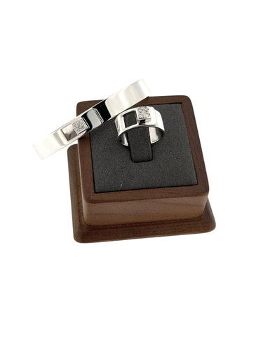 Bracelet 51 DINH VAN - Demi parure Bracelet et Bague Cube Lock or blanc et diamants 58 Facettes