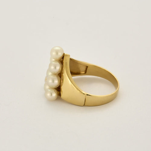 Bague 51 Bague en or jaune et perles de culture blanches 58 Facettes MON0907