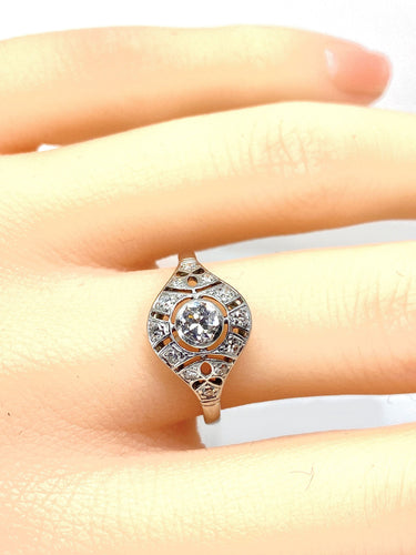 Bague 53 Bague or blanc diamants vers 1900 58 Facettes AB650
