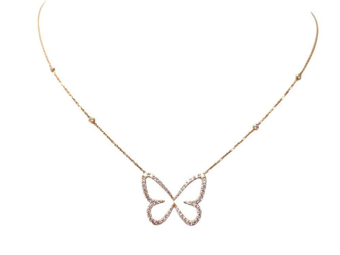 Collier collier MESSIKA papillon pm 04145-0068 or rose 18 carats et diamants 0,58 ct 58 Facettes 268899