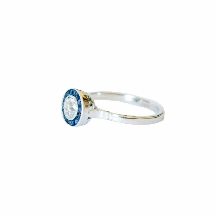 Bague 54 Bague en platine 950 avec diamants et saphirs 58 Facettes Q99B