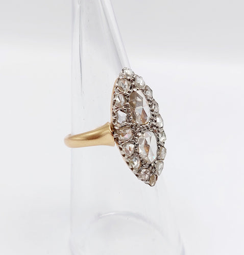 Bague 50 Bague marquise antique or rose diamants taille rose (circa 1900) 58 Facettes A06286