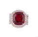 Bague 53 Bague en or blanc, sertie d'une importante tourmaline rouge intense ( Rubellite ) 58 Facettes