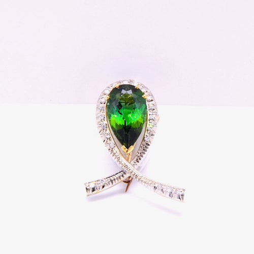 Pendentif Pendentif or jaune, or blanc, tourmaline verte « Attache » Travail moderne 58 Facettes 179