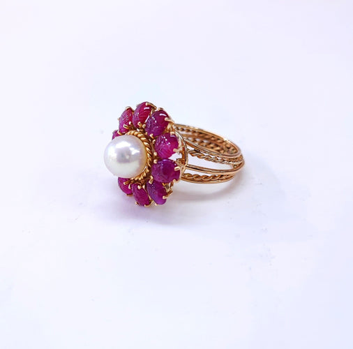 Bague 52 Bague or rose perle et rubis 58 Facettes Bag.perl.Ru.DV42
