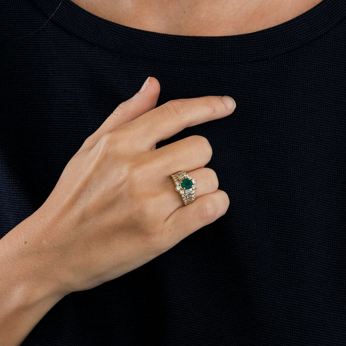 Emerald Diamond Garter Ring