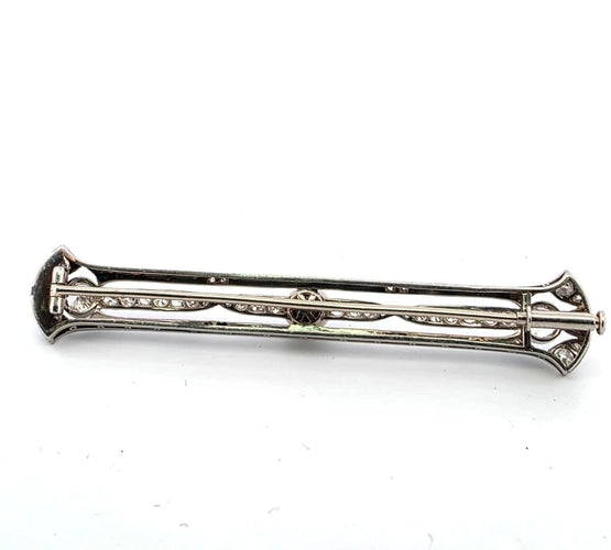 Broche Broche Art Déco des années 1920 en platine, ornée de diamants et d'une perle centrale 58 Facettes