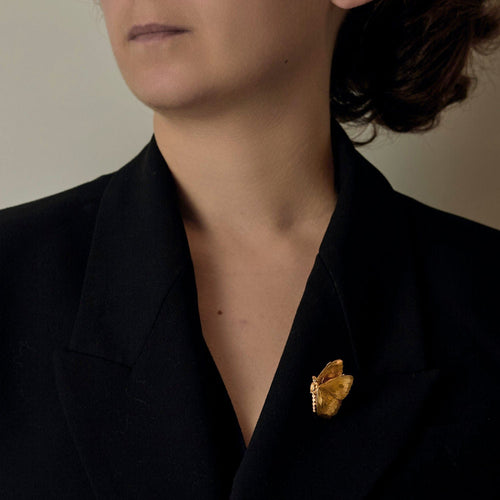 Broche Broche "Papillon" en Or jaune & rose 18k 58 Facettes RAM3306