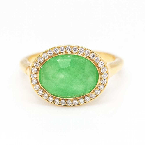 Bague 54.5 Bague DANZE Chrysoprase et Diamant 58 Facettes D361907SO