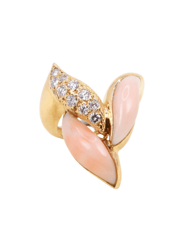 Bague 48 Bague or jaune corail peau d'ange diamants 58 Facettes 1211.5