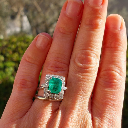 Bague 53 Bague émeraude de Colombie "Merveilleuse" - platine, diamants et émeraude - certifiée 58 Facettes 227