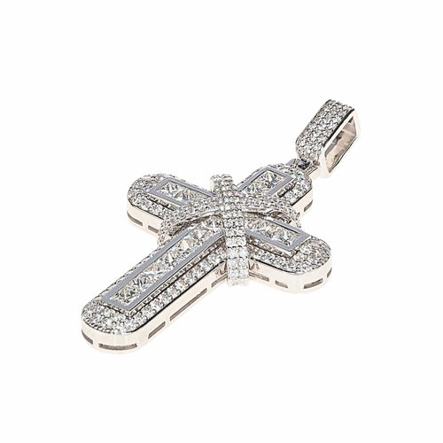 Croix princesse or blanc, diamants 58 Facettes