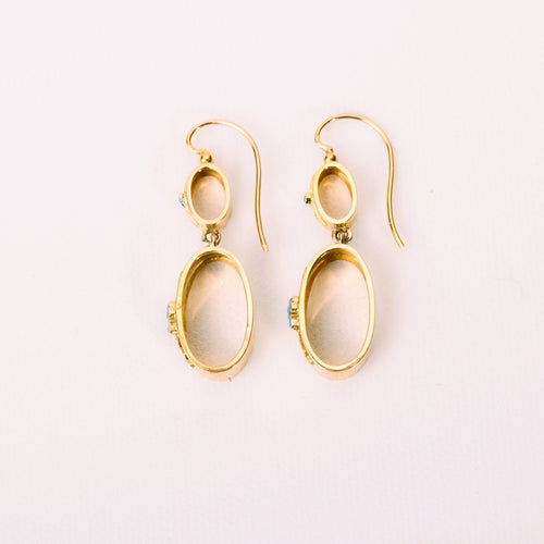 Boucles d'oreilles Boucles d'oreilles anciennes pendantes motif floral en or rose et jaune 58 Facettes LMB-249